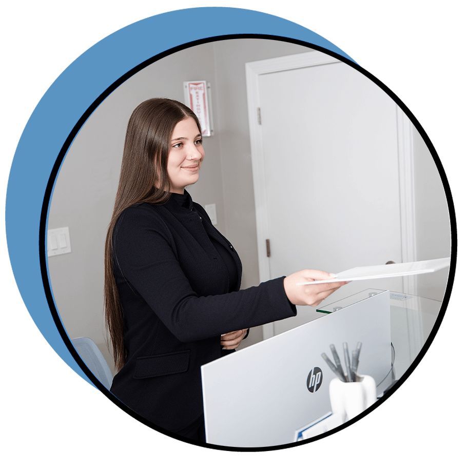 coordinator with paperwork