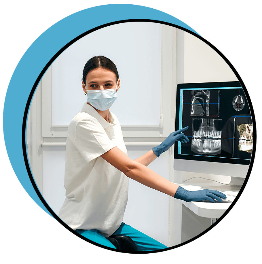 person showing bone graft digital xray