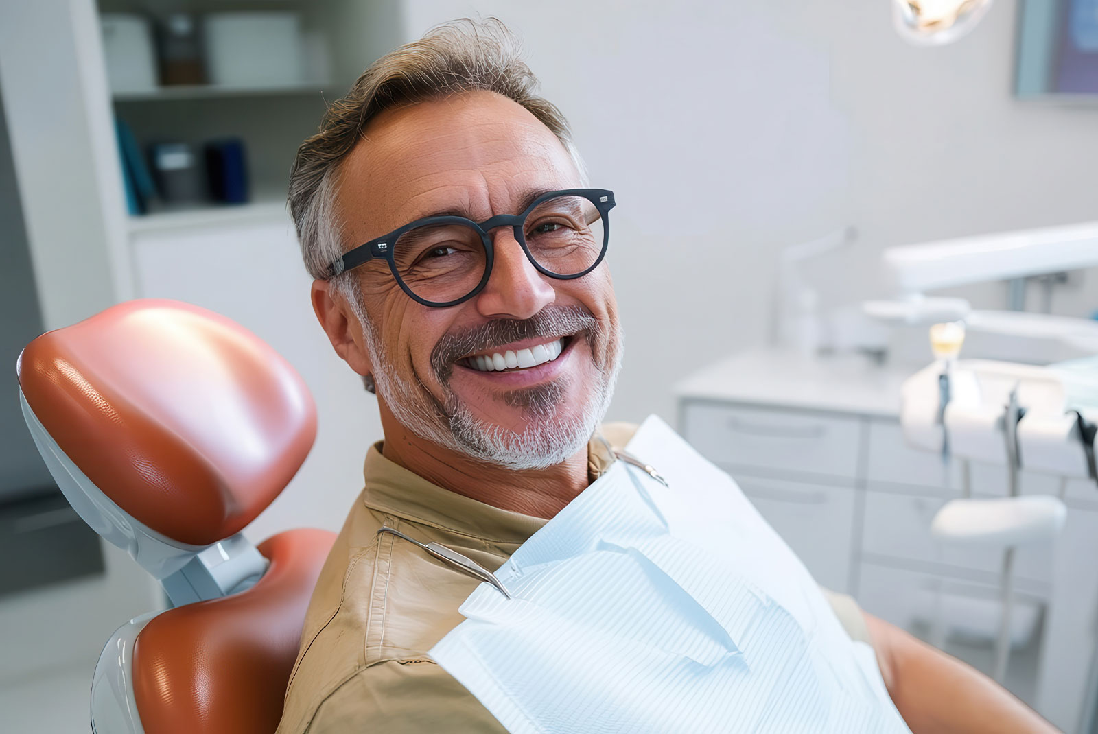 man with his new full arch dental implants