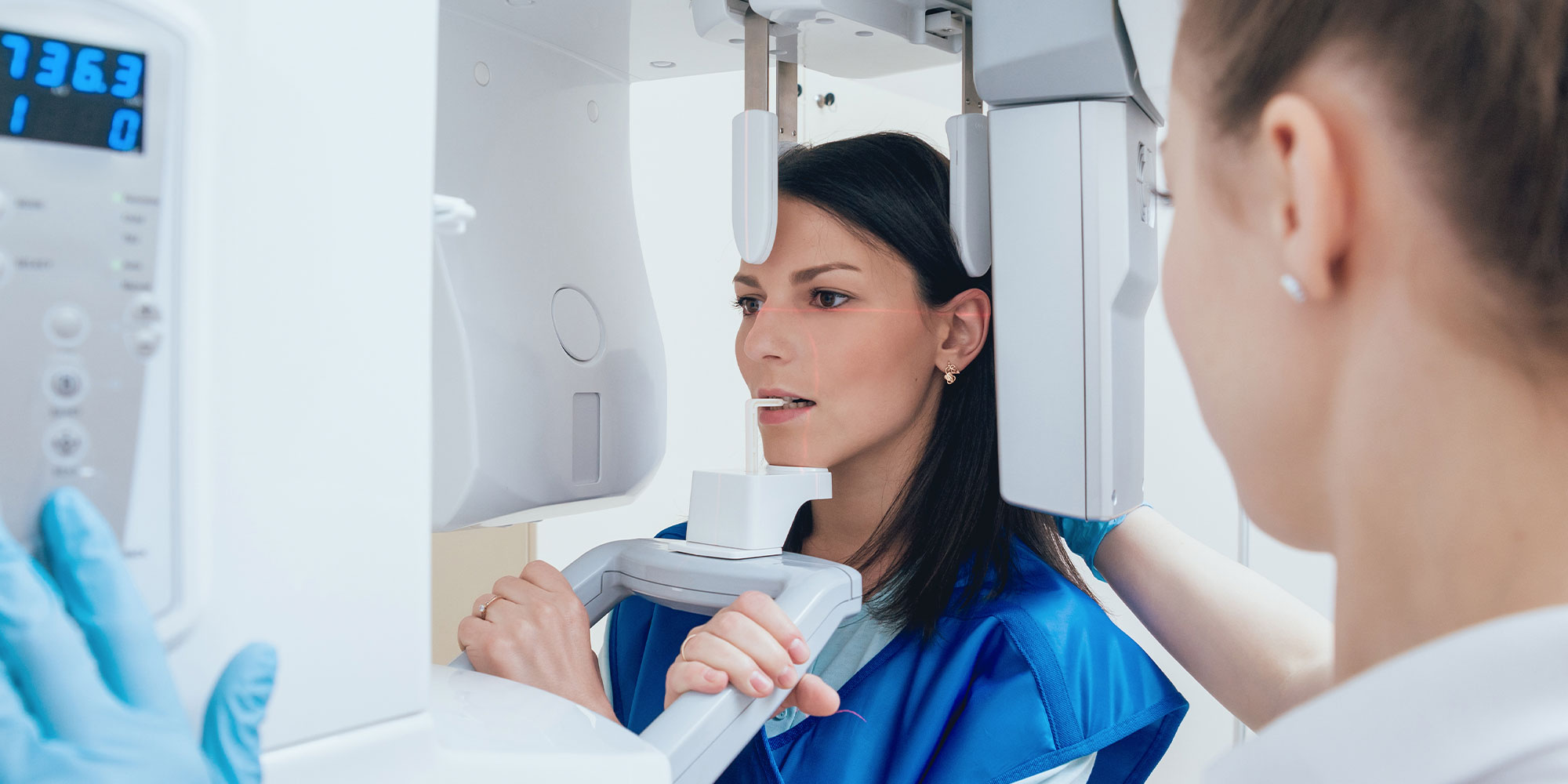 woman receiving cbct scan full width